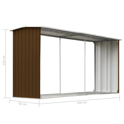 Brennholzlager Verzinkter Stahl 330 x 92 x 153 cm Braun - Pazzar.ch
