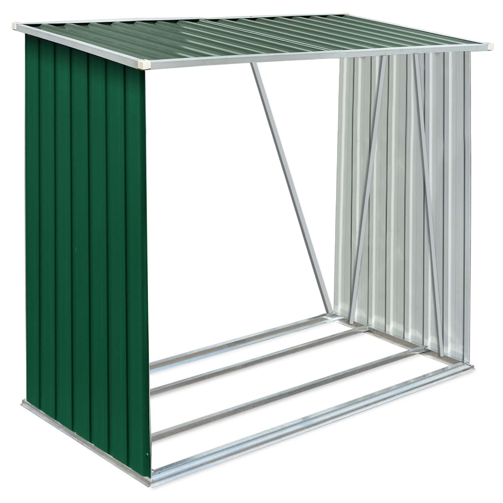 Brennholzlager Verzinkter Stahl 163 x 83 x 154 cm Grün - Pazzar.ch