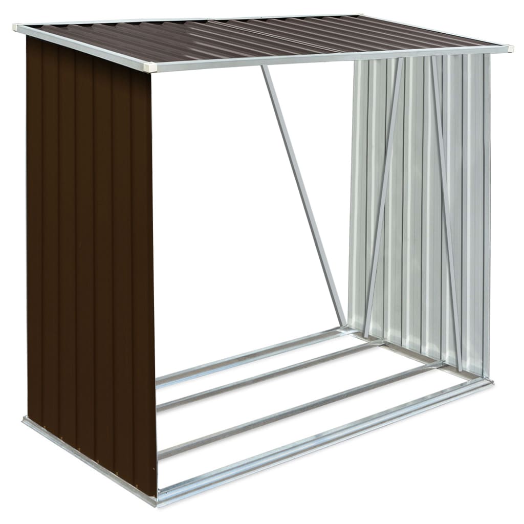 Brennholzlager Verzinkter Stahl 163 x 83 x 154 cm Braun - Pazzar.ch