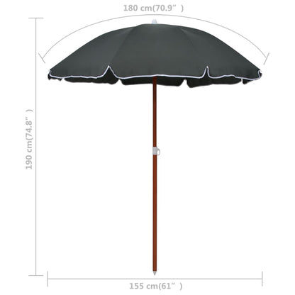 Sonnenschirm mit Stahlmast 180 cm Anthrazit - Pazzar.ch