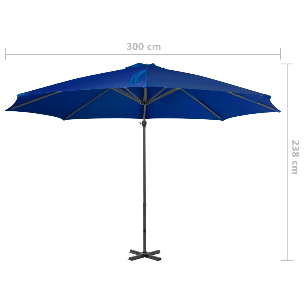 Ampelschirm mit Aluminium-Mast 300 cm Azurblau