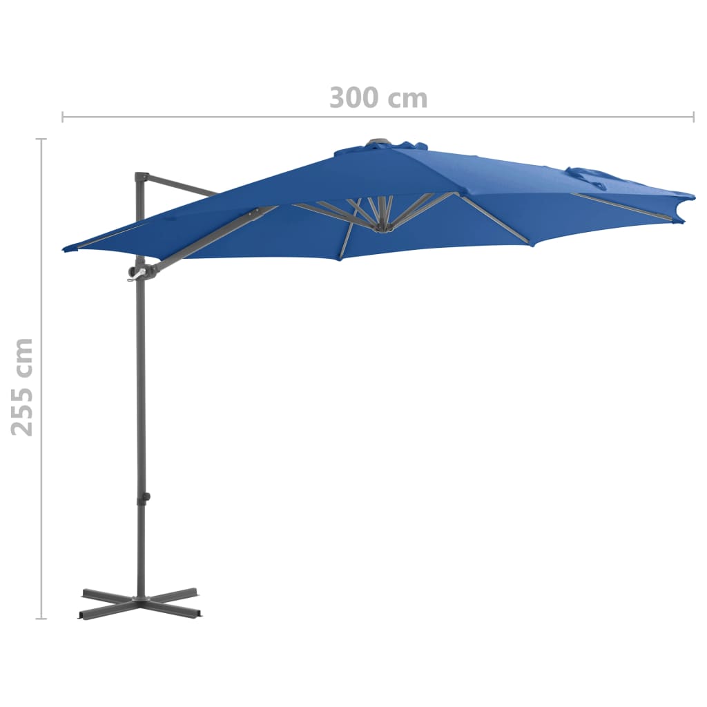 Ampelschirm mit Stahlmast Azurblau 300 cm - Pazzar.ch