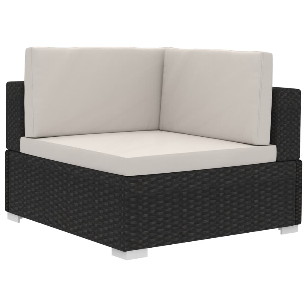 3-tlg. Garten-Sofagarnitur mit Auflagen Poly Rattan Schwarz - Pazzar.ch