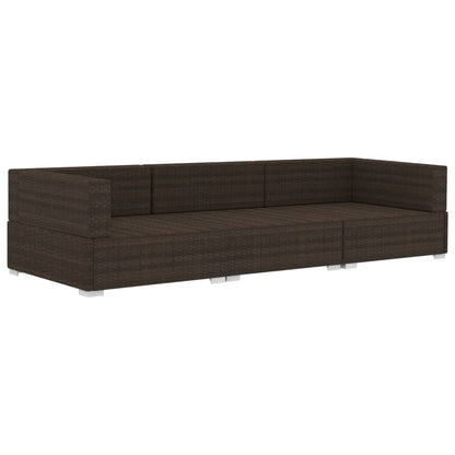 3-tlg. Garten-Sofagarnitur mit Auflagen Poly Rattan Braun - Pazzar.ch