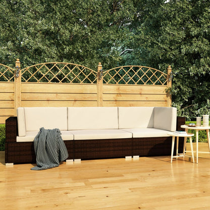 3-tlg. Garten-Sofagarnitur mit Auflagen Poly Rattan Braun - Pazzar.ch