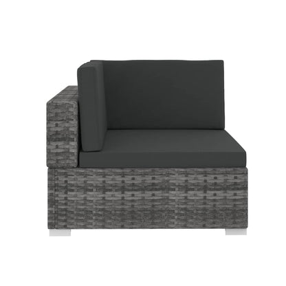 3-tlg. Garten-Sofagarnitur mit Auflagen Poly Rattan Grau - Pazzar.ch