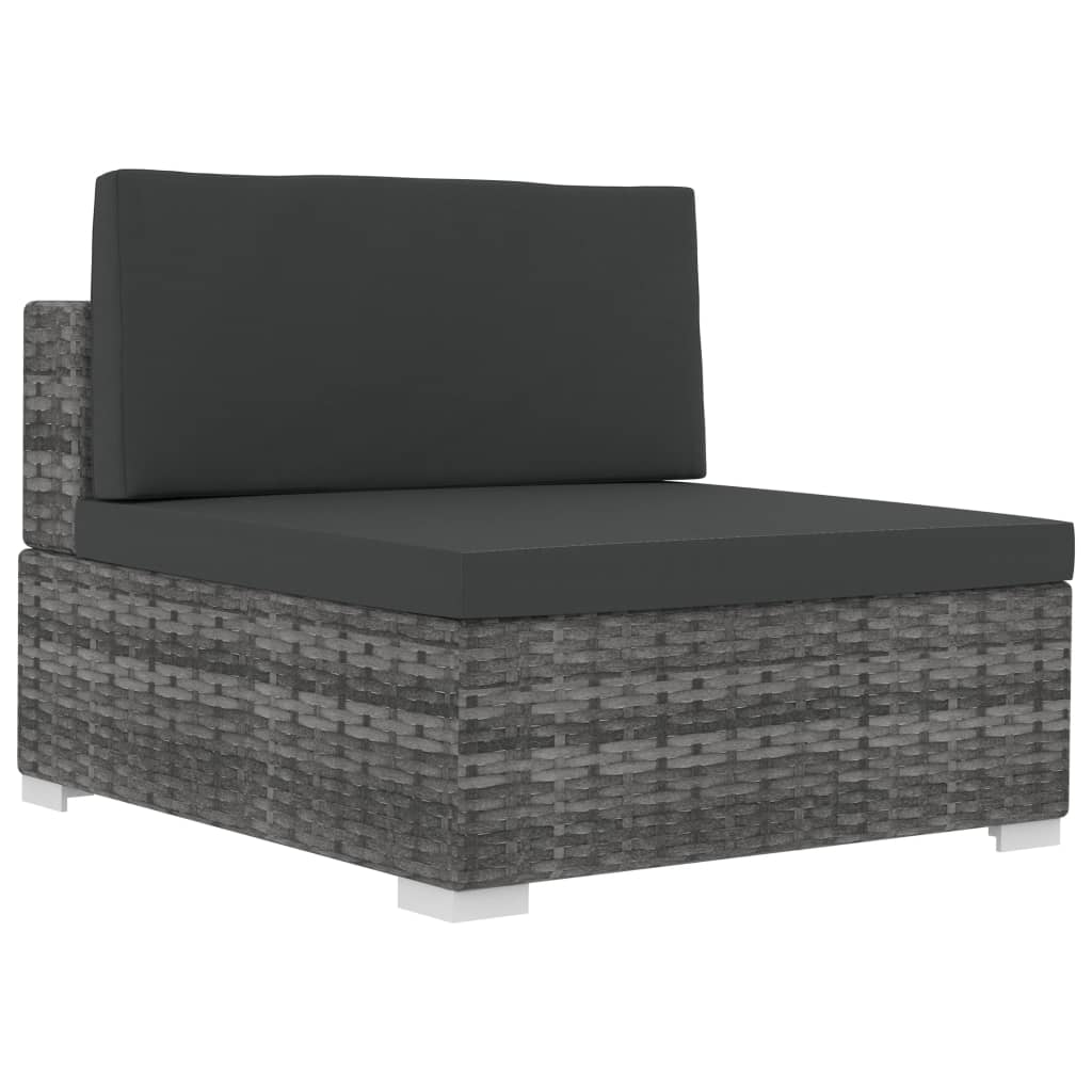 3-tlg. Garten-Sofagarnitur mit Auflagen Poly Rattan Grau - Pazzar.ch
