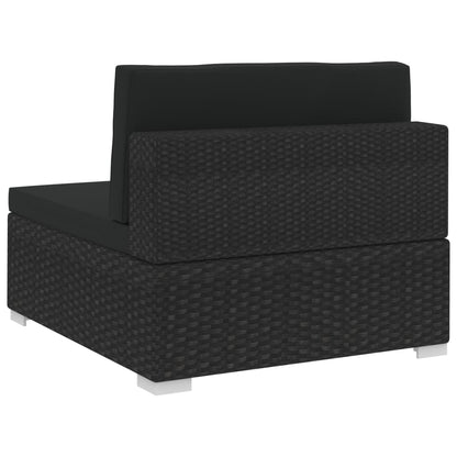 3-tlg. Garten-Sofagarnitur mit Auflagen Poly Rattan Schwarz - Pazzar.ch
