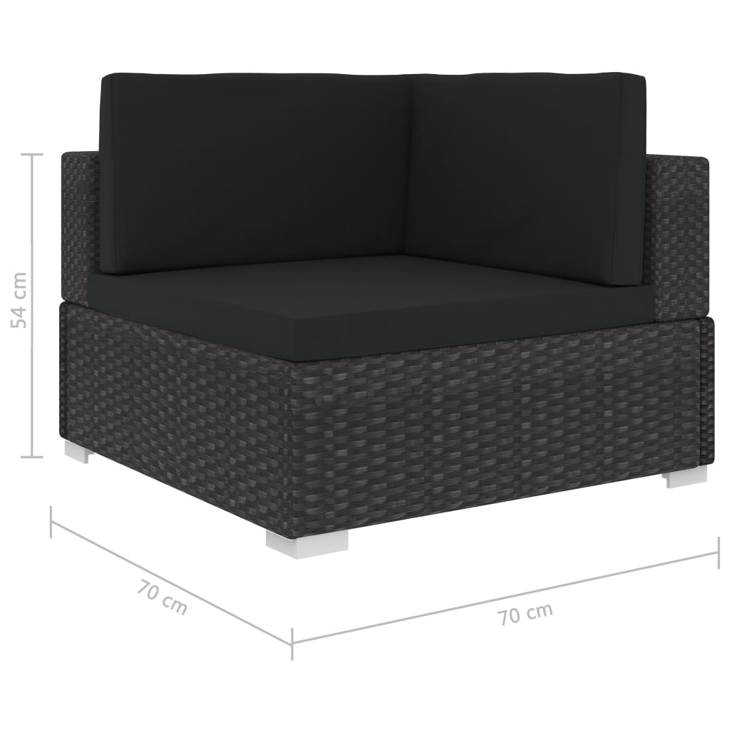 3-tlg. Garten-Sofagarnitur mit Auflagen Poly Rattan Schwarz - Pazzar.ch