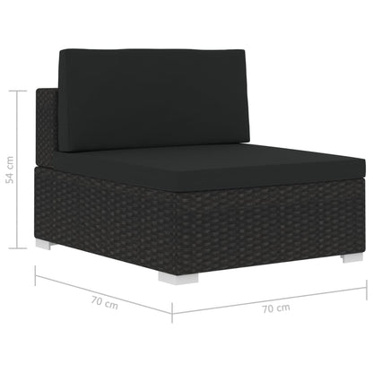 3-tlg. Garten-Sofagarnitur mit Auflagen Poly Rattan Schwarz - Pazzar.ch