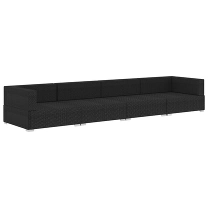 4-tlg. Garten-Sofagarnitur mit Auflagen Poly Rattan Schwarz - Pazzar.ch