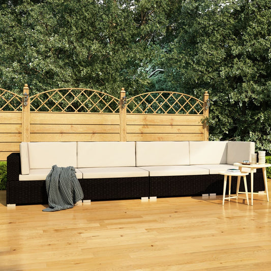 4-tlg. Garten-Sofagarnitur mit Auflagen Poly Rattan Schwarz - Pazzar.ch