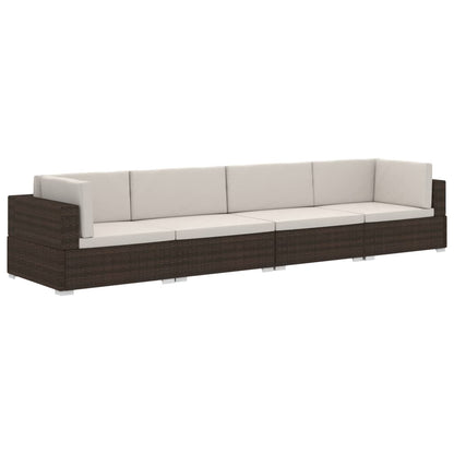 4-tlg. Garten-Sofagarnitur mit Auflagen Poly Rattan Braun - Pazzar.ch