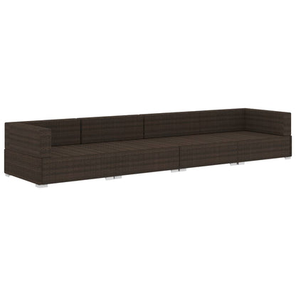 4-tlg. Garten-Sofagarnitur mit Auflagen Poly Rattan Braun - Pazzar.ch