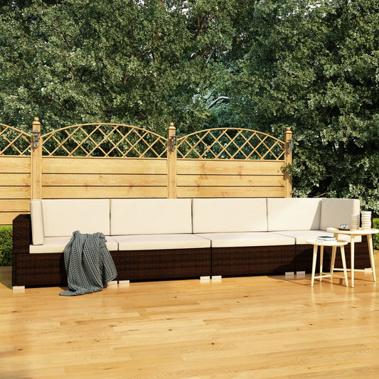 4-tlg. Garten-Sofagarnitur mit Auflagen Poly Rattan Braun - Pazzar.ch
