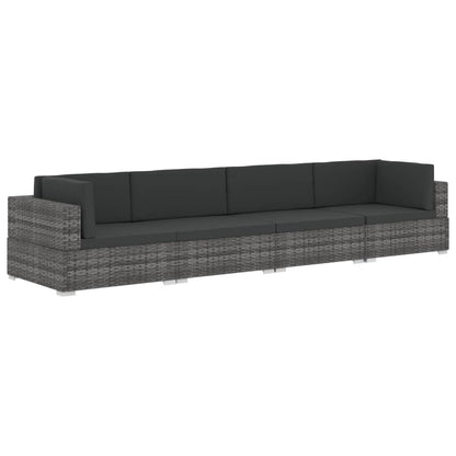 4-tlg. Garten-Sofagarnitur mit Auflagen Poly Rattan Grau - Pazzar.ch