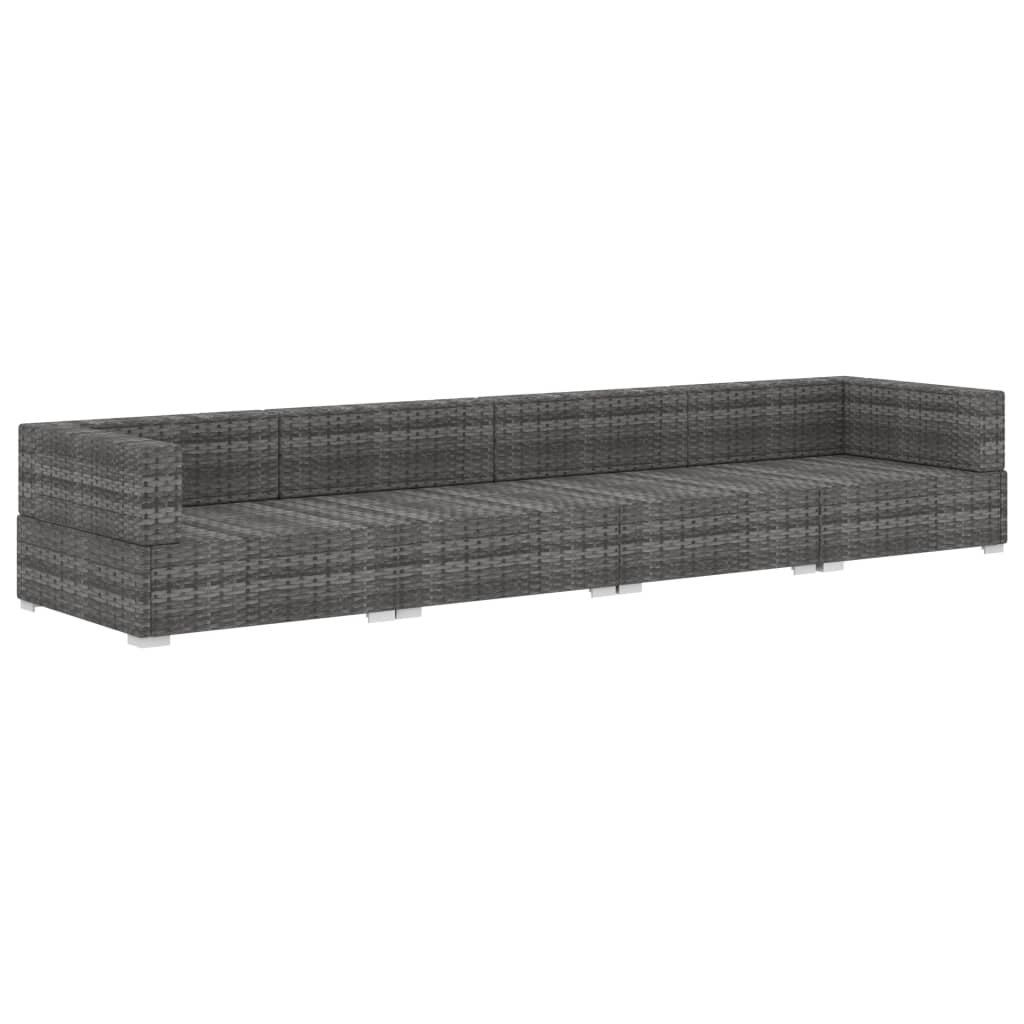 4-tlg. Garten-Sofagarnitur mit Auflagen Poly Rattan Grau - Pazzar.ch