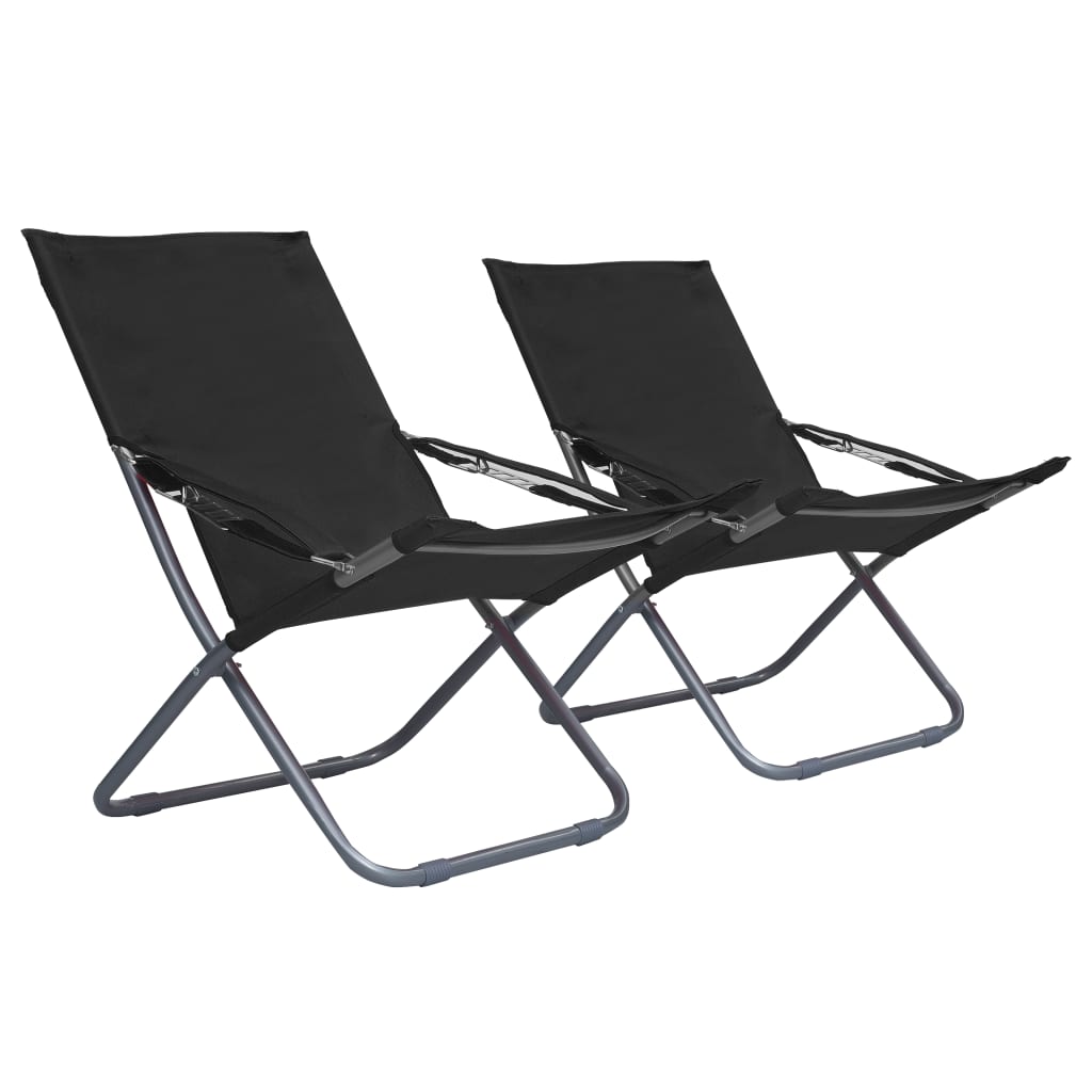Klappbare Strandstühle 2 Stk. Stoff Schwarz - Pazzar.ch