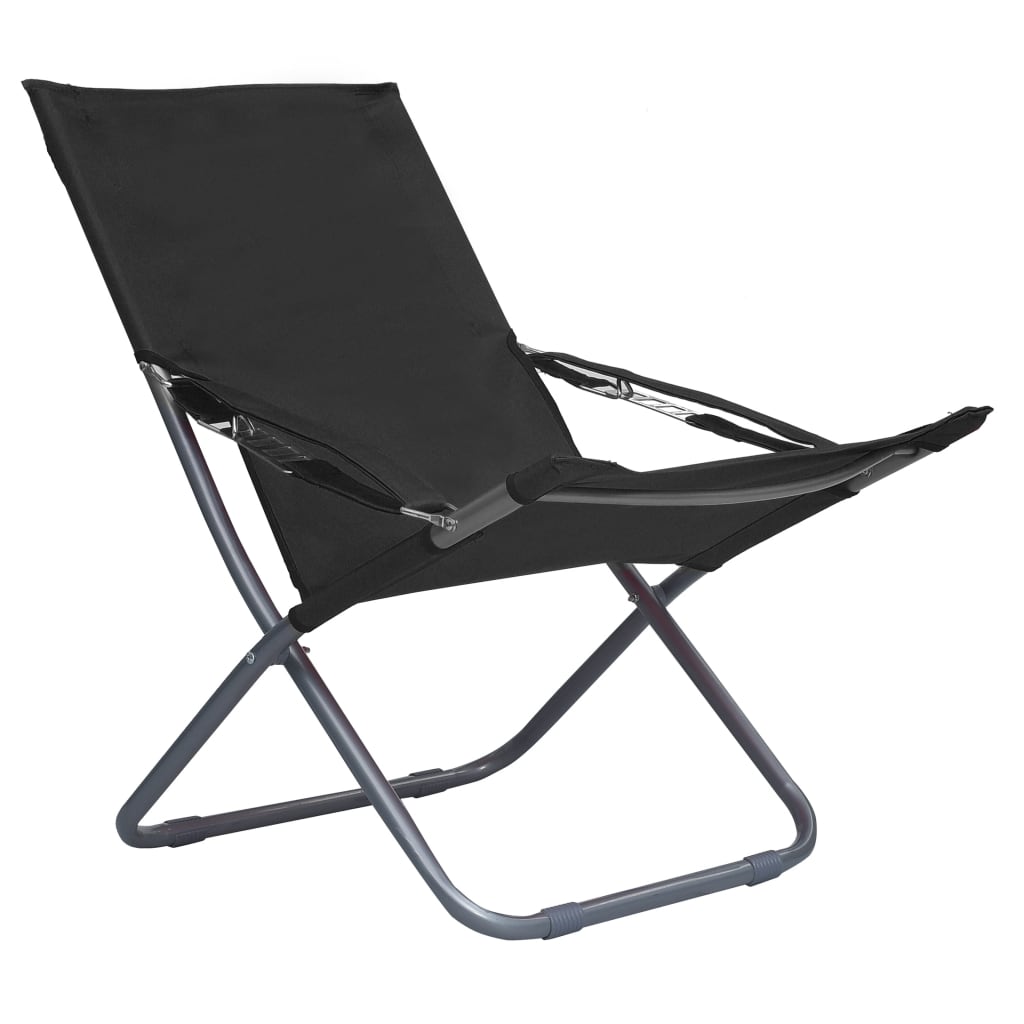 Klappbare Strandstühle 2 Stk. Stoff Schwarz - Pazzar.ch