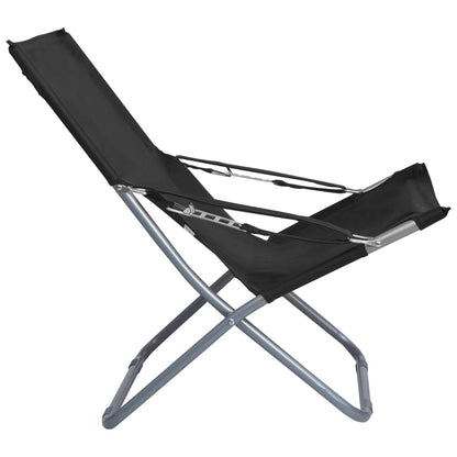 Klappbare Strandstühle 2 Stk. Stoff Schwarz - Pazzar.ch