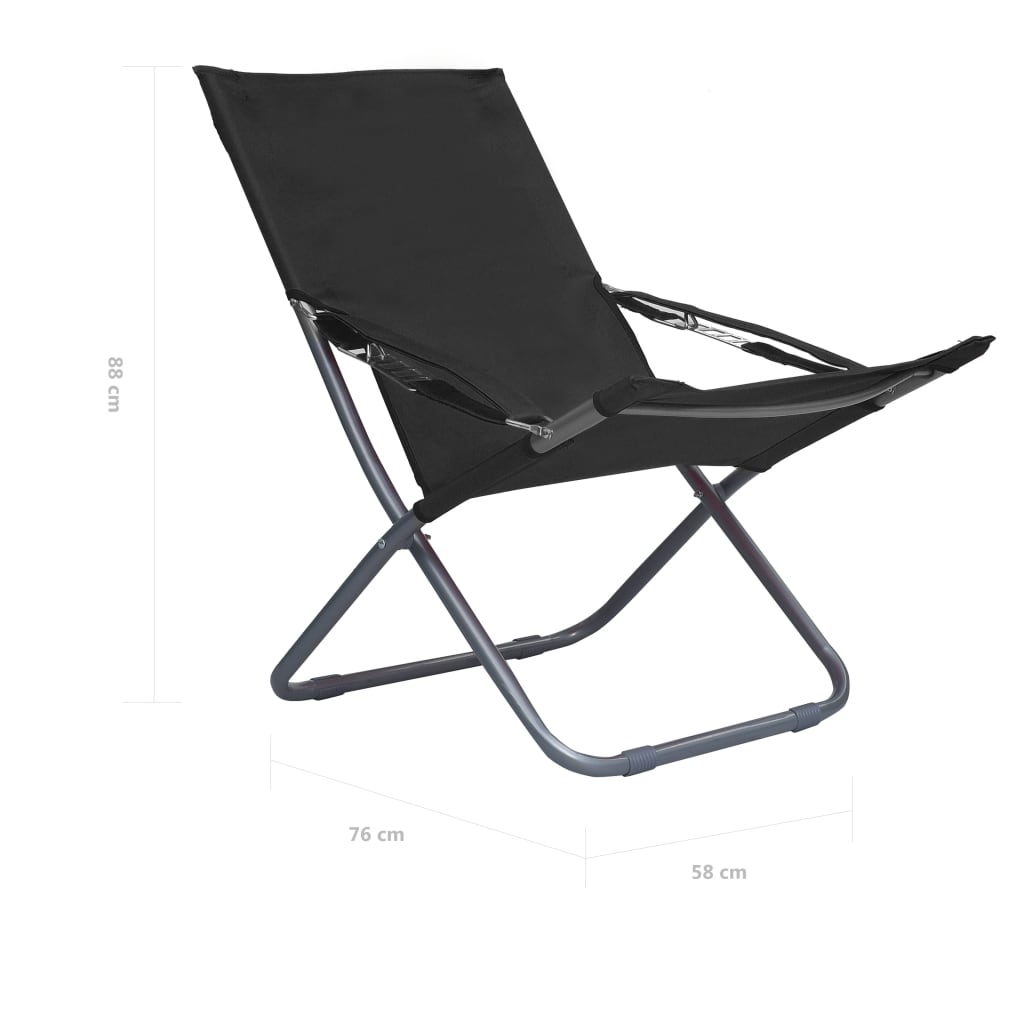 Klappbare Strandstühle 2 Stk. Stoff Schwarz - Pazzar.ch
