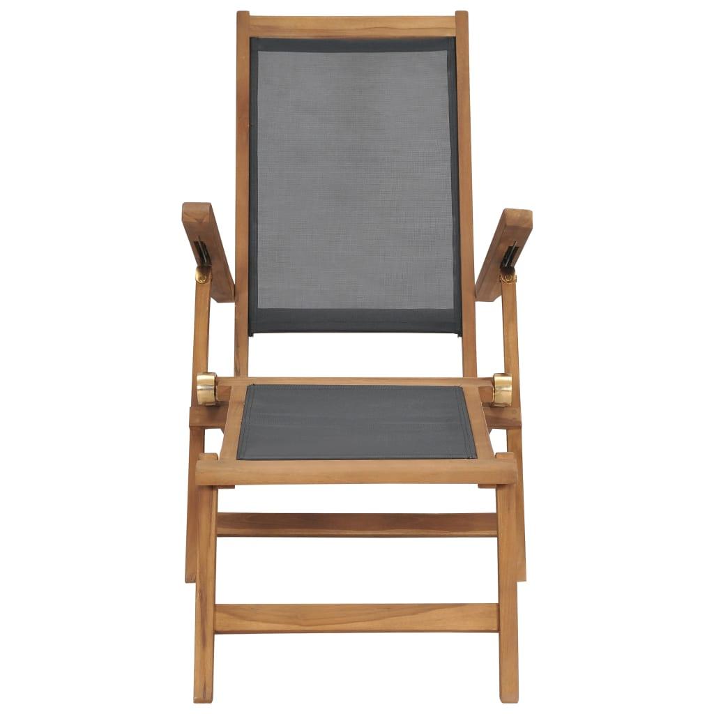 Liegestuhl mit Fußablage Massivholz Teak Schwarz - Pazzar.ch