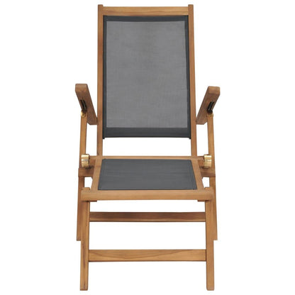 Liegestuhl mit Fußablage Massivholz Teak Schwarz - Pazzar.ch