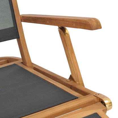 Liegestuhl mit Fußablage Massivholz Teak Schwarz - Pazzar.ch