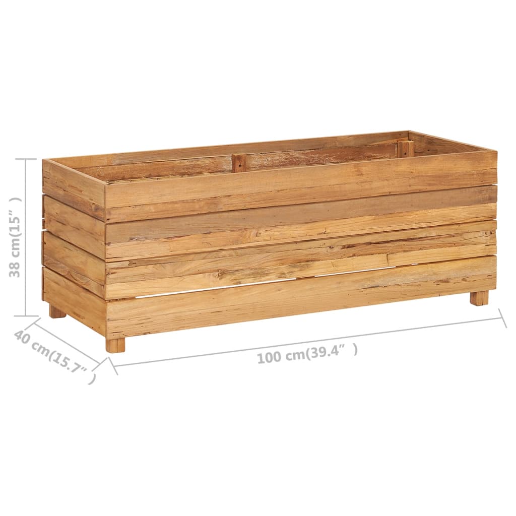 Hochbeet 100x40x38 cm Teak Altholz und Stahl - Pazzar.ch