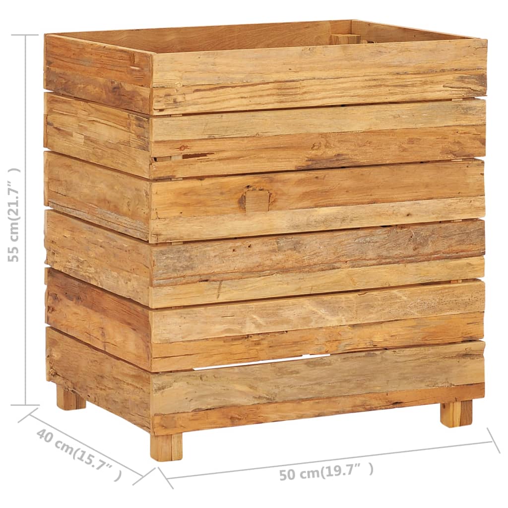 Hochbeet 50x40x55 cm Teak Altholz und Stahl - Pazzar.ch