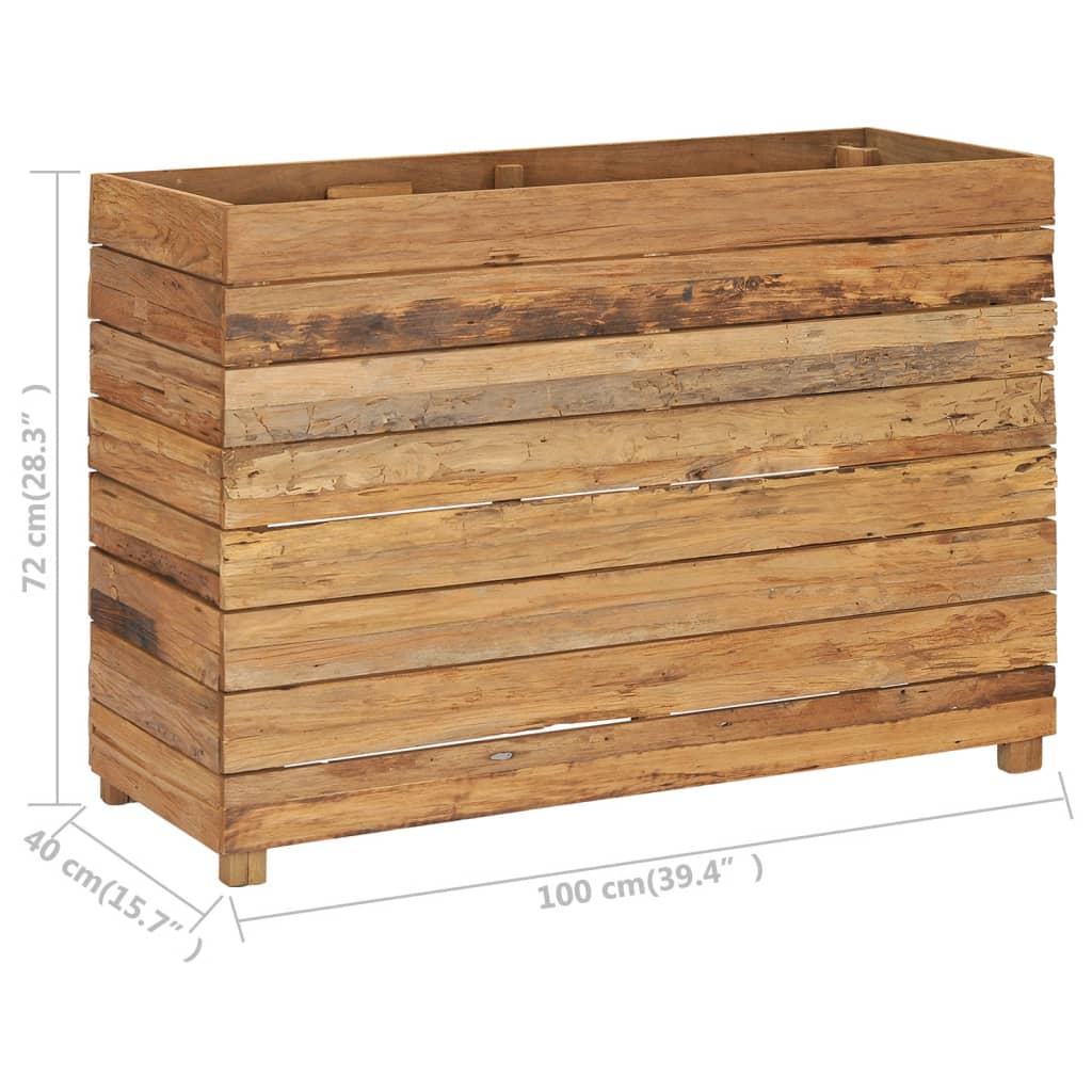 Hochbeet 100x40x72 cm Teak Altholz und Stahl - Pazzar.ch