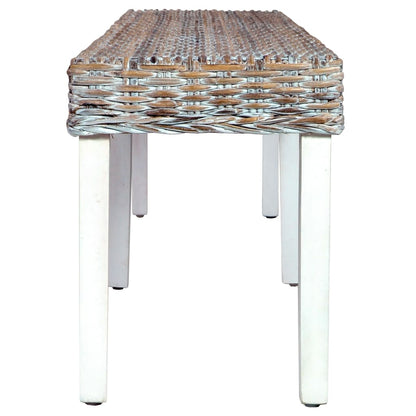 Sitzbank 160 cm Weiß Natur Kubu-Rattan und Massivholz Mango - Pazzar.ch