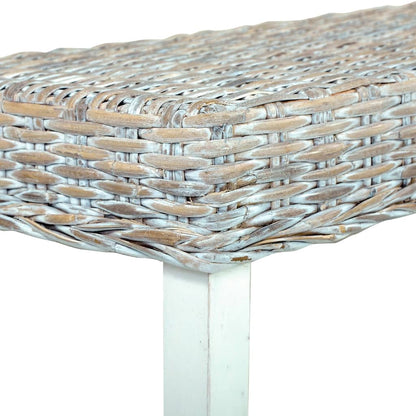 Sitzbank 160 cm Weiß Natur Kubu-Rattan und Massivholz Mango - Pazzar.ch