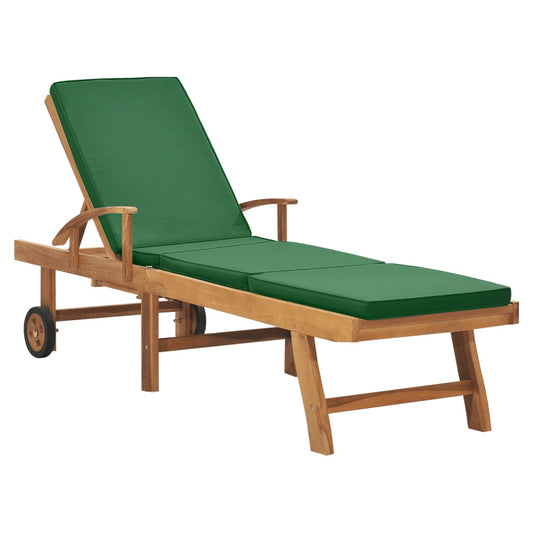 Sonnenliege mit Auflage Massivholz Teak Grün - Pazzar.ch