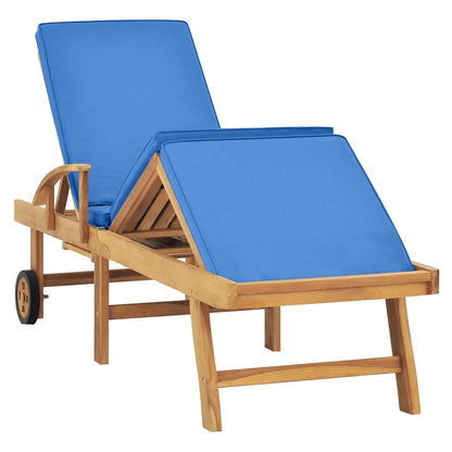 Sonnenliege mit Auflage Massivholz Teak Blau - Pazzar.ch