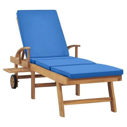 Sonnenliege mit Auflage Massivholz Teak Blau - Pazzar.ch