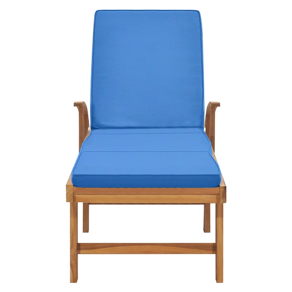Sonnenliege mit Auflage Massivholz Teak Blau - Pazzar.ch