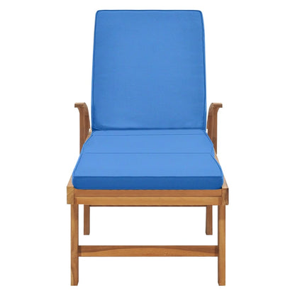 Sonnenliege mit Auflage Massivholz Teak Blau - Pazzar.ch