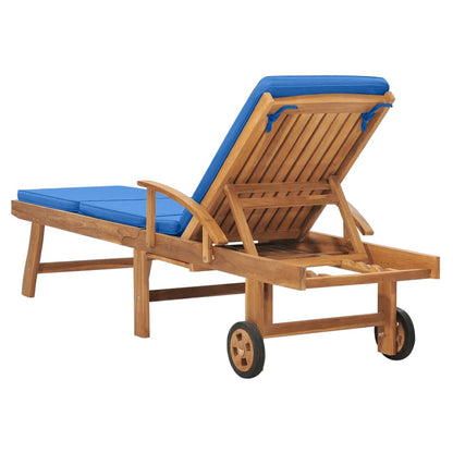 Sonnenliege mit Auflage Massivholz Teak Blau - Pazzar.ch