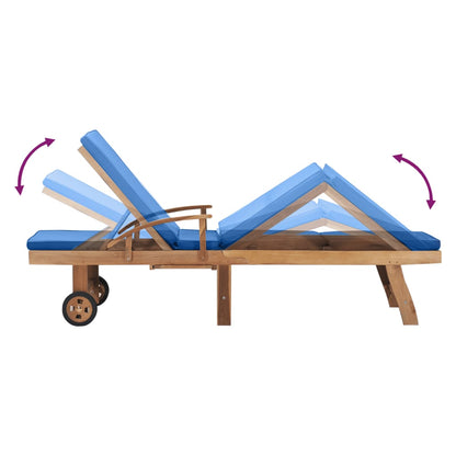 Sonnenliege mit Auflage Massivholz Teak Blau - Pazzar.ch
