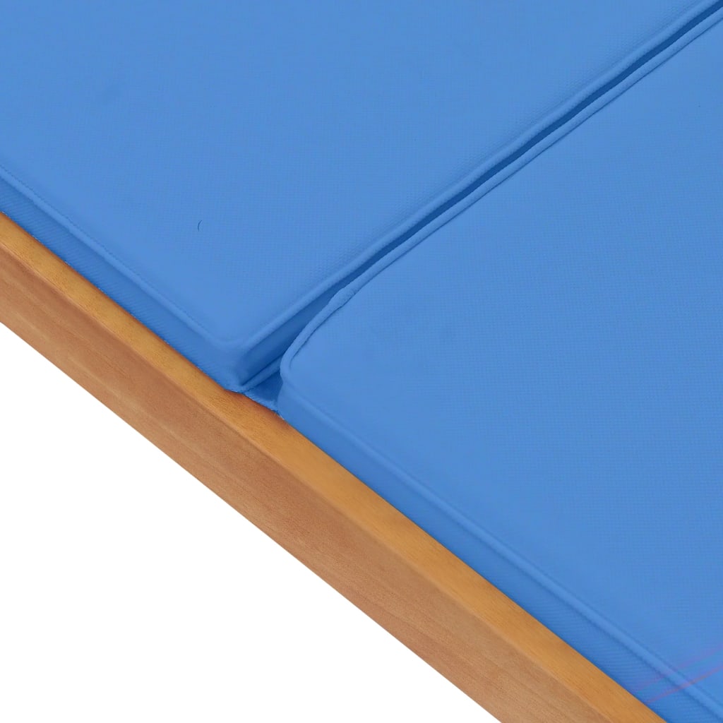 Sonnenliege mit Auflage Massivholz Teak Blau - Pazzar.ch