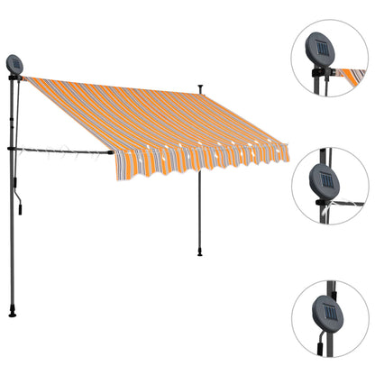 Einziehbare Markise Handbetrieben mit LED 300 cm Gelb und Blau - Pazzar.ch