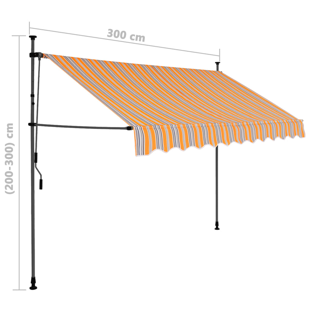 Einziehbare Markise Handbetrieben mit LED 300 cm Gelb und Blau - Pazzar.ch