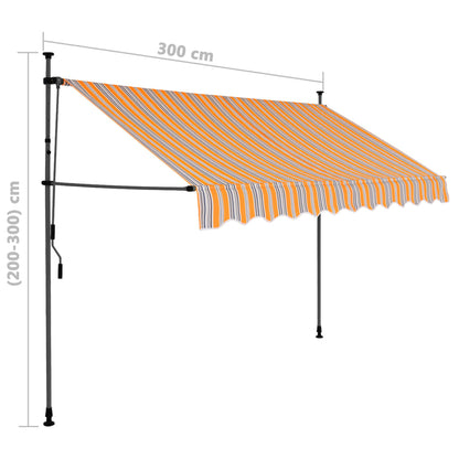 Einziehbare Markise Handbetrieben mit LED 300 cm Gelb und Blau - Pazzar.ch