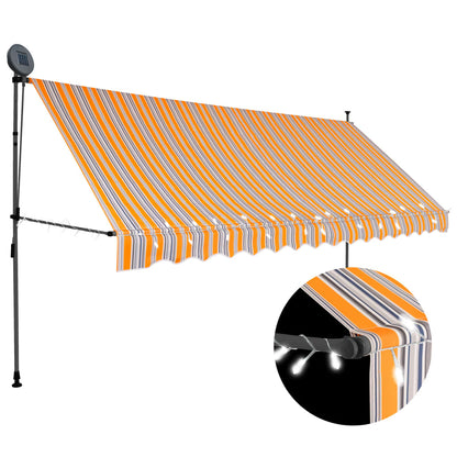 Einziehbare Markise Handbetrieben mit LED 350 cm Gelb und Blau - Pazzar.ch