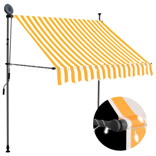 Einziehbare Markise Handbetrieben mit LED 150 cm Weiß Orange - Pazzar.ch