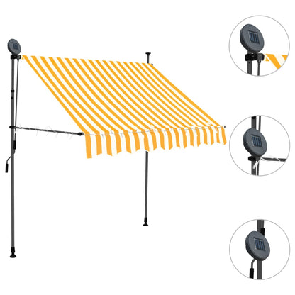 Einziehbare Markise Handbetrieben mit LED 150 cm Weiß Orange - Pazzar.ch