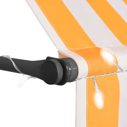 Einziehbare Markise Handbetrieben mit LED 150 cm Weiß Orange - Pazzar.ch