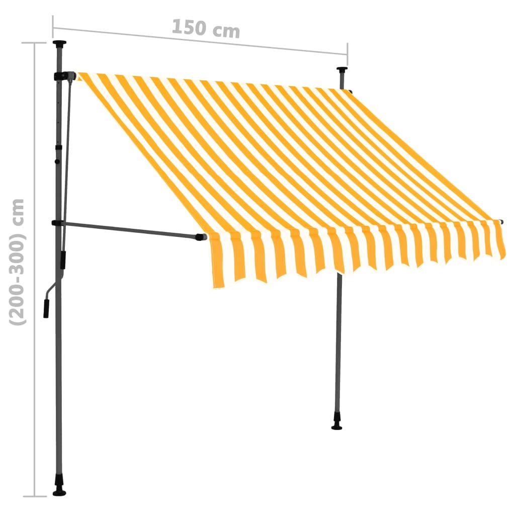 Einziehbare Markise Handbetrieben mit LED 150 cm Weiß Orange - Pazzar.ch