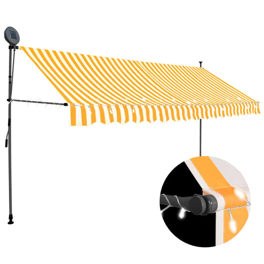 Einziehbare Markise Handbetrieben mit LED 350 cm Weiß Orange - Pazzar.ch